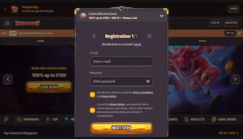 dragonia casino login